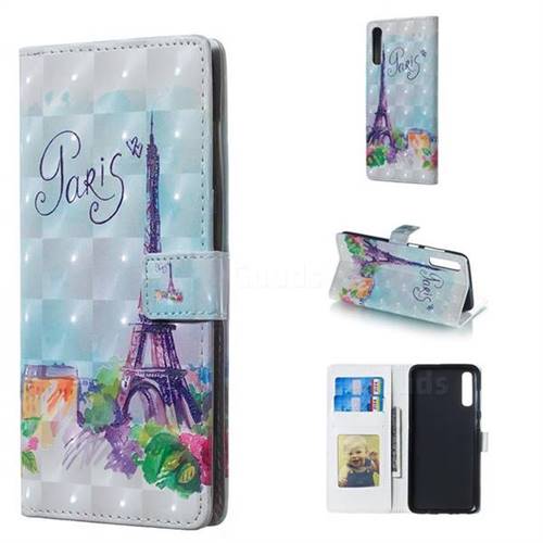 Paris Tower 3D Painted Leather Phone Wallet Case for Samsung Galaxy A70