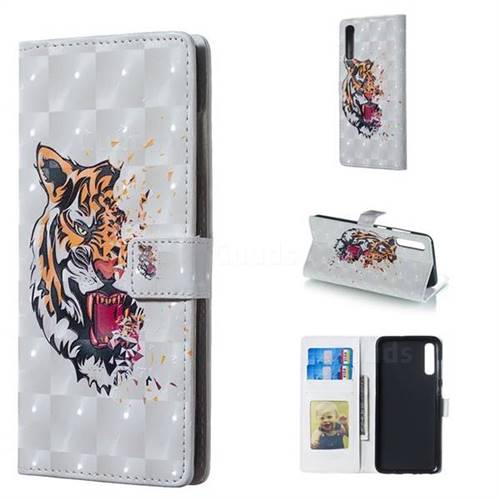 Toothed Tiger 3D Painted Leather Phone Wallet Case for Samsung Galaxy A70