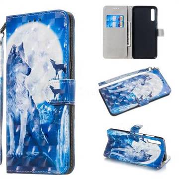 Ice Wolf 3D Painted Leather Wallet Phone Case for Samsung Galaxy A70