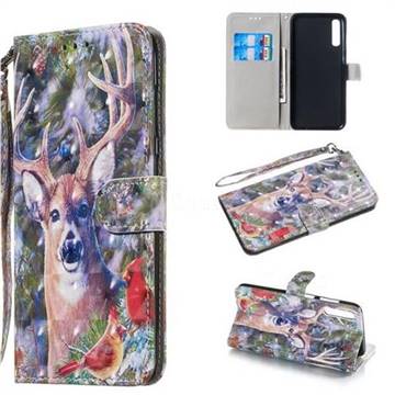 Elk Deer 3D Painted Leather Wallet Phone Case for Samsung Galaxy A70