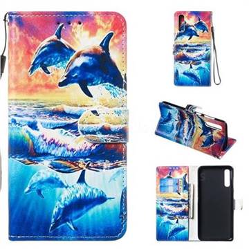 Couple Dolphin Smooth Leather Phone Wallet Case for Samsung Galaxy A70