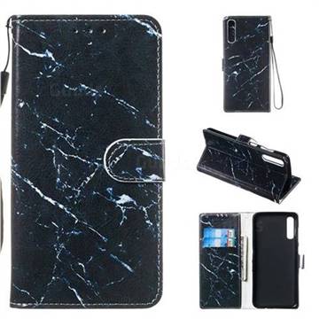 Black Marble Smooth Leather Phone Wallet Case for Samsung Galaxy A70