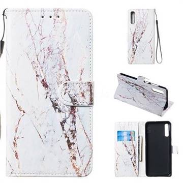 White Marble Smooth Leather Phone Wallet Case for Samsung Galaxy A70