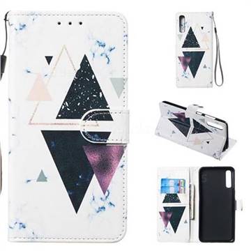 Triangle Marble Smooth Leather Phone Wallet Case for Samsung Galaxy A70