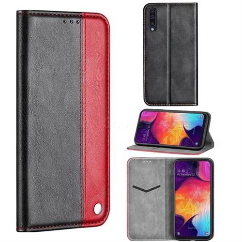 Classic Business Ultra Slim Magnetic Sucking Stitching Flip Cover for Samsung Galaxy A70 - Red