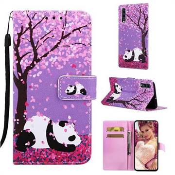 Cherry Blossom Panda Matte Leather Wallet Phone Case for Samsung Galaxy A70