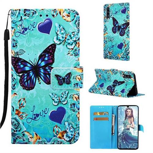 Love Butterfly Matte Leather Wallet Phone Case for Samsung Galaxy A70
