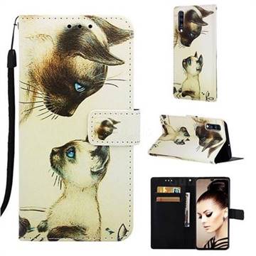 Cat Confrontation Matte Leather Wallet Phone Case for Samsung Galaxy A70