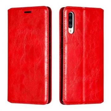 Retro Slim Magnetic Crazy Horse PU Leather Wallet Case for Samsung Galaxy A70 - Red