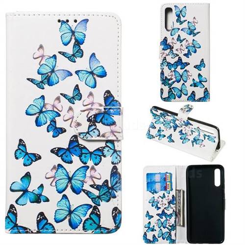 Blue Vivid Butterflies PU Leather Wallet Case for Samsung Galaxy A70