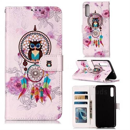 Wind Chimes Owl 3D Relief Oil PU Leather Wallet Case for Samsung Galaxy A70