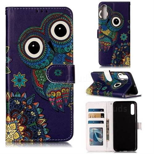 Folk Owl 3D Relief Oil PU Leather Wallet Case for Samsung Galaxy A70