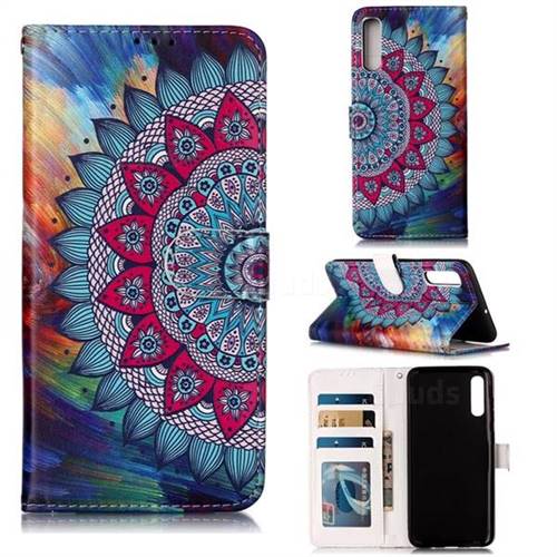 Mandala Flower 3D Relief Oil PU Leather Wallet Case for Samsung Galaxy A70