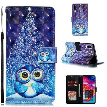 Stage Owl 3D Painted Leather Phone Wallet Case for Samsung Galaxy A70