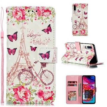 Bicycle Flower Tower 3D Painted Leather Phone Wallet Case for Samsung Galaxy A70