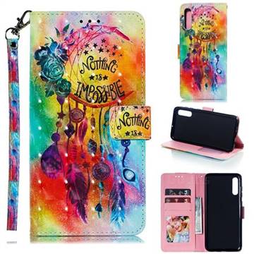 Flower Wind Chimes 3D Painted Leather Phone Wallet Case for Samsung Galaxy A70