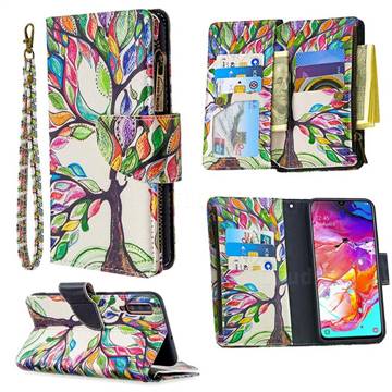 The Tree of Life Binfen Color BF03 Retro Zipper Leather Wallet Phone Case for Samsung Galaxy A70