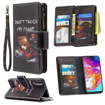 Chainsaw Bear Binfen Color BF03 Retro Zipper Leather Wallet Phone Case for Samsung Galaxy A70