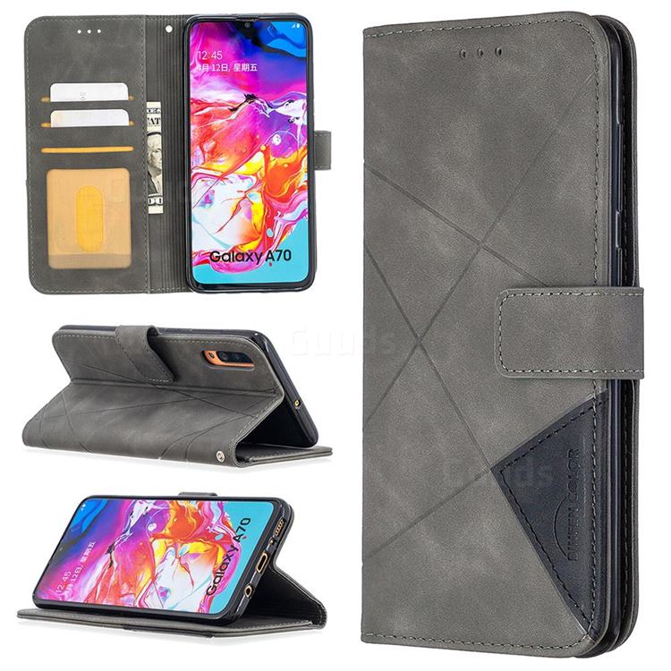 Binfen Color BF05 Prismatic Slim Wallet Flip Cover for Samsung Galaxy A70 - Gray