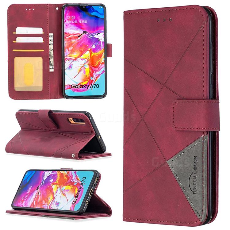 Binfen Color BF05 Prismatic Slim Wallet Flip Cover for Samsung Galaxy A70 - Red