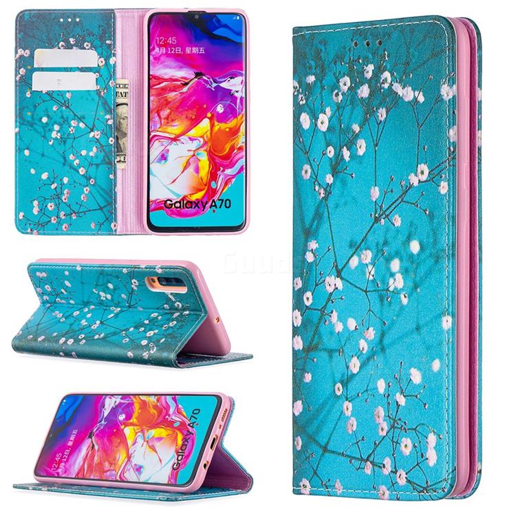 Plum Blossom Slim Magnetic Attraction Wallet Flip Cover for Samsung Galaxy A70