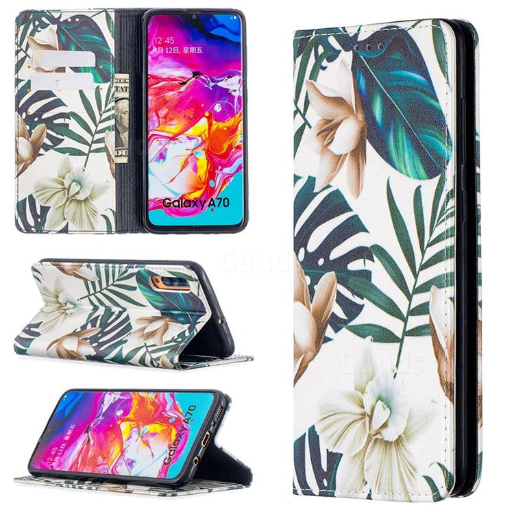 Flower Leaf Slim Magnetic Attraction Wallet Flip Cover for Samsung Galaxy A70