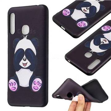 Lovely Panda 3D Embossed Relief Black Soft Back Cover for Samsung Galaxy A70e