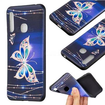 Golden Shining Butterfly 3D Embossed Relief Black Soft Back Cover for Samsung Galaxy A70e