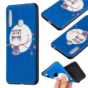 Moon and Owl 3D Embossed Relief Black Soft Back Cover for Samsung Galaxy A70e