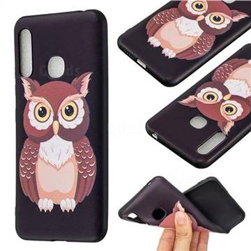 Big Owl 3D Embossed Relief Black Soft Back Cover for Samsung Galaxy A70e