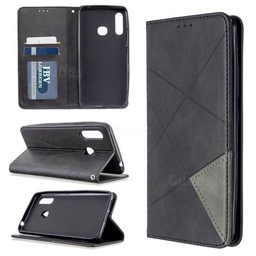 Prismatic Slim Magnetic Sucking Stitching Wallet Flip Cover for Samsung Galaxy A70e - Black