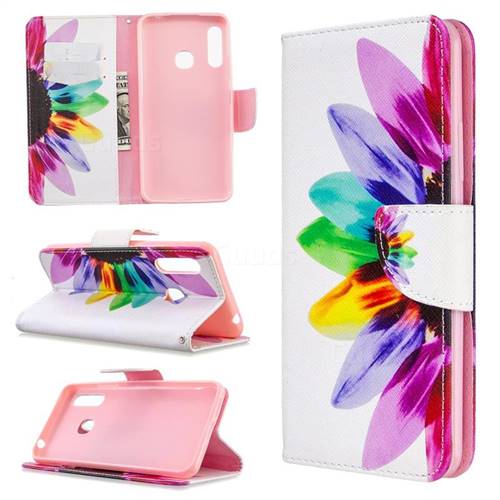 Seven-color Flowers Leather Wallet Case for Samsung Galaxy A70e