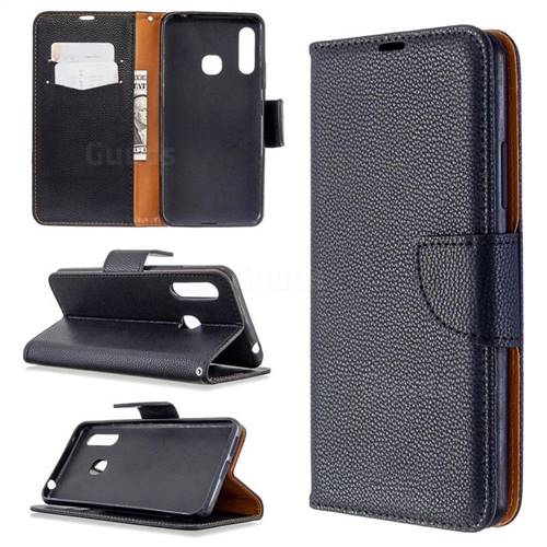 Classic Luxury Litchi Leather Phone Wallet Case for Samsung Galaxy A70e - Black