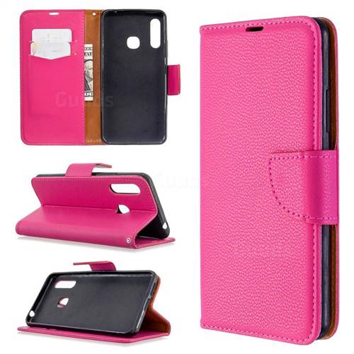 Classic Luxury Litchi Leather Phone Wallet Case for Samsung Galaxy A70e - Rose
