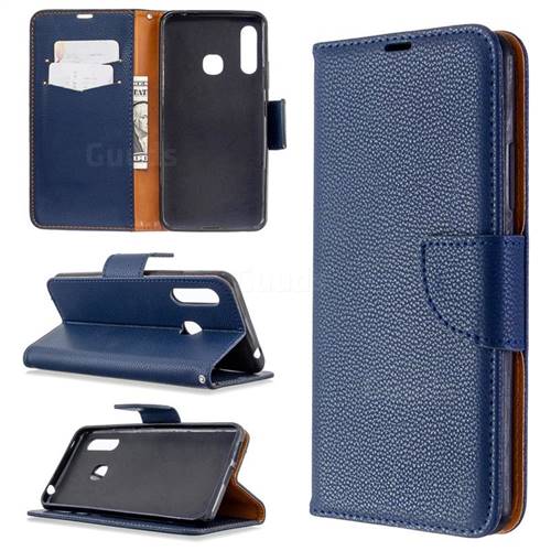 Classic Luxury Litchi Leather Phone Wallet Case for Samsung Galaxy A70e - Blue