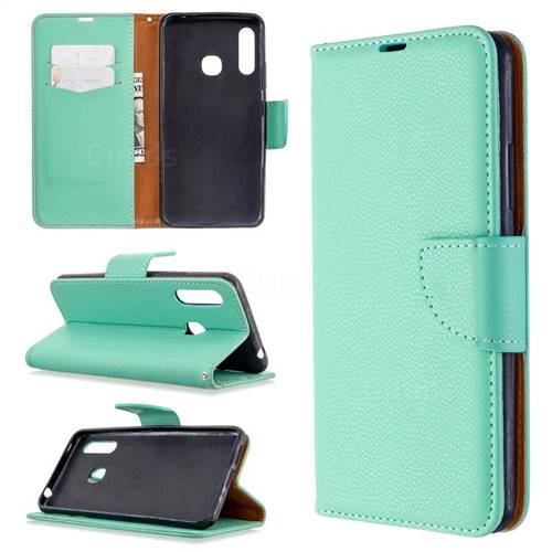 Classic Luxury Litchi Leather Phone Wallet Case for Samsung Galaxy A70e - Green