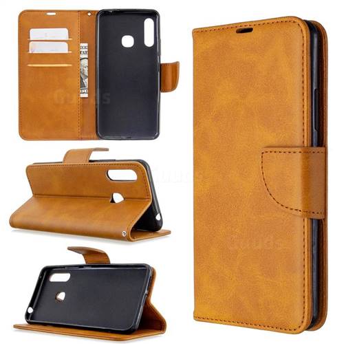 Classic Sheepskin PU Leather Phone Wallet Case for Samsung Galaxy A70e - Yellow