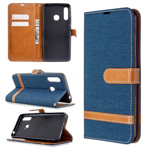 Jeans Cowboy Denim Leather Wallet Case for Samsung Galaxy A70e - Dark Blue
