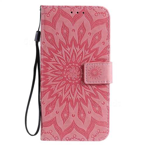 Embossing Sunflower Leather Wallet Case for Samsung Galaxy A70e - Pink ...