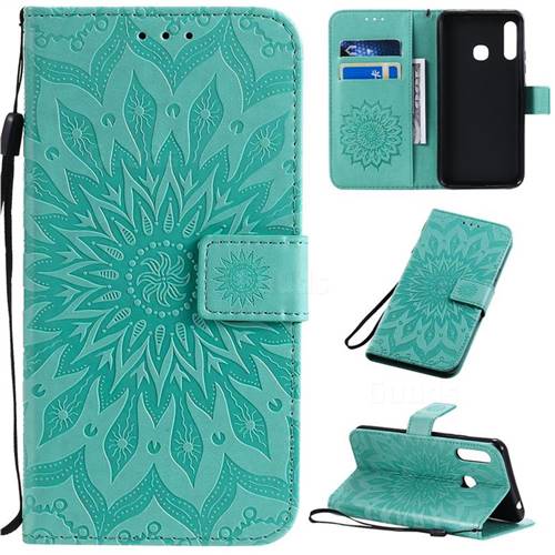 Embossing Sunflower Leather Wallet Case for Samsung Galaxy A70e - Green