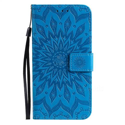 Embossing Sunflower Leather Wallet Case for Samsung Galaxy A70e - Blue ...