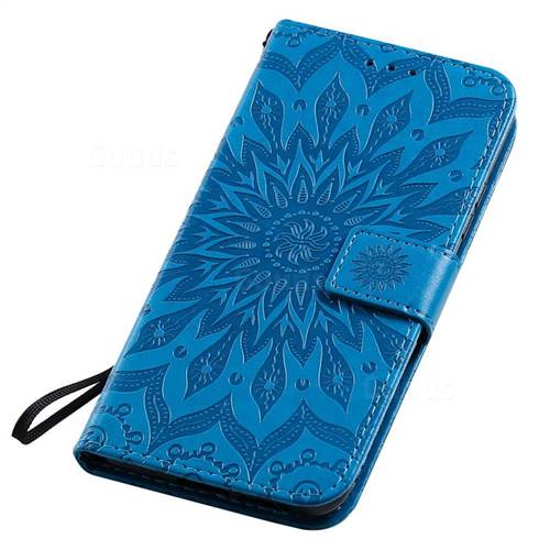 Embossing Sunflower Leather Wallet Case for Samsung Galaxy A70e - Blue ...