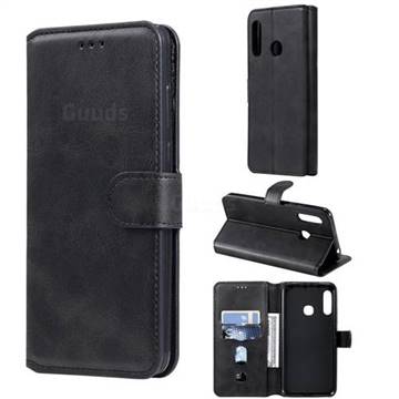 Retro Calf Matte Leather Wallet Phone Case for Samsung Galaxy A70e - Black