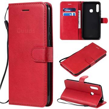 Retro Greek Classic Smooth PU Leather Wallet Phone Case for Samsung Galaxy A70e - Red