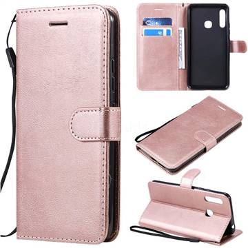 Retro Greek Classic Smooth PU Leather Wallet Phone Case for Samsung Galaxy A70e - Rose Gold