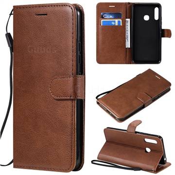 Retro Greek Classic Smooth PU Leather Wallet Phone Case for Samsung Galaxy A70e - Brown