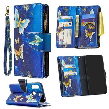 Golden Butterflies Binfen Color BF03 Retro Zipper Leather Wallet Phone Case for Samsung Galaxy A70e