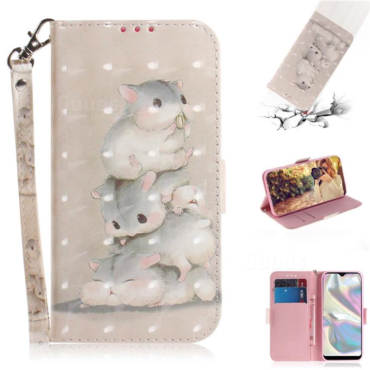 Three Squirrels 3D Painted Leather Wallet Phone Case for Samsung Galaxy A70e