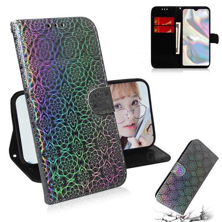 Laser Circle Shining Leather Wallet Phone Case for Samsung Galaxy A70e - Silver
