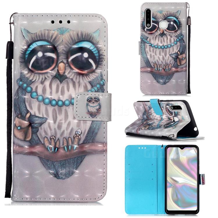 Sweet Gray Owl 3D Painted Leather Wallet Case for Samsung Galaxy A70e